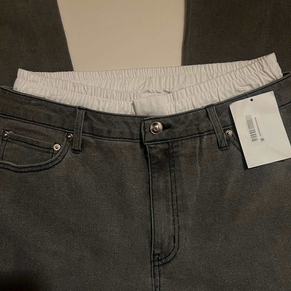 Bar III Women's Gray Wide Leg Flare Jeans, Size 12, Streetwear, Baggy, Cool